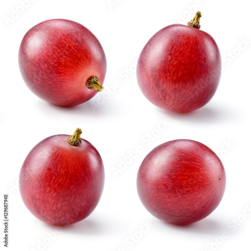 Ripe red grape isolated on white. Collection. Full depth of fiel