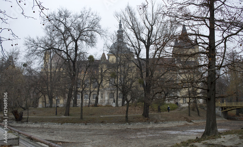 The Castle behind the trees, in the city park of Budapest
