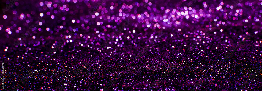 purple glitter texture christmas abstract - panoramic background or bokeh with blank space - obrazy, fototapety, plakaty 