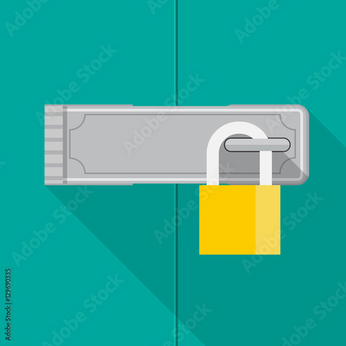 Master key on hasp lock vector flat design