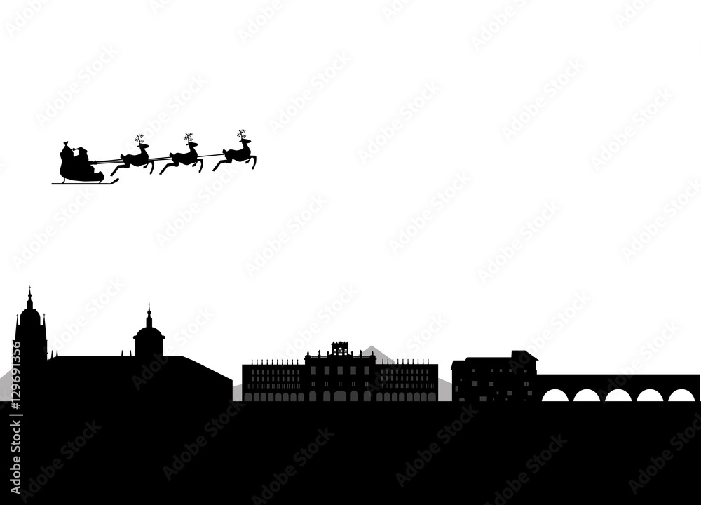 Santa Claus flying over Salamanca