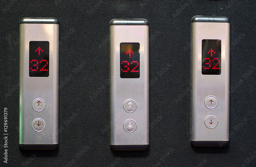 Elevator Button up and down direction with up red light Stock Photo ...