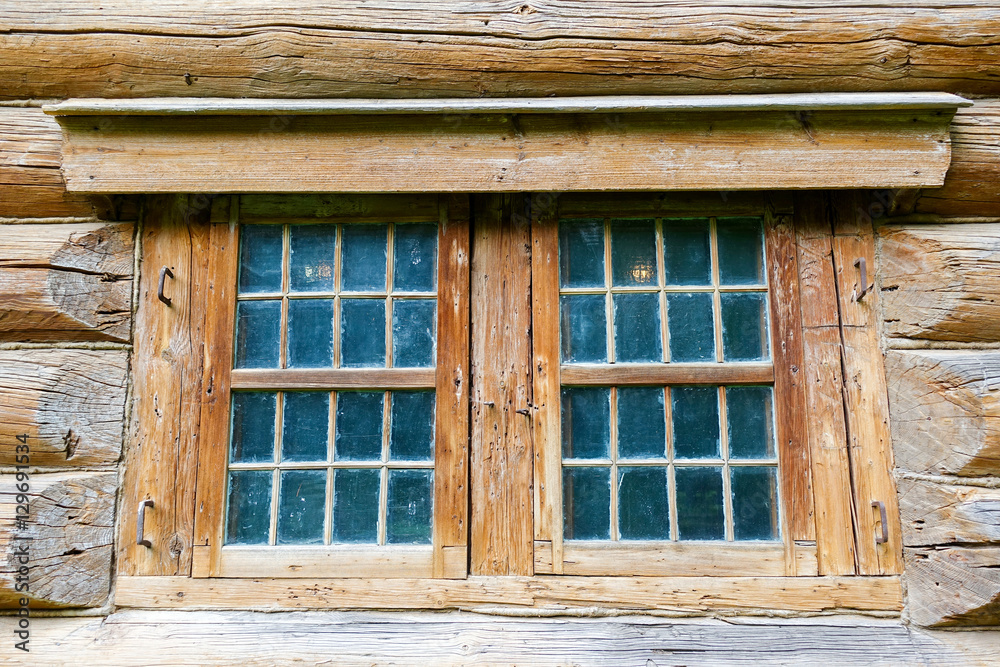Windows in the old wooden house Windows in the old wooden house