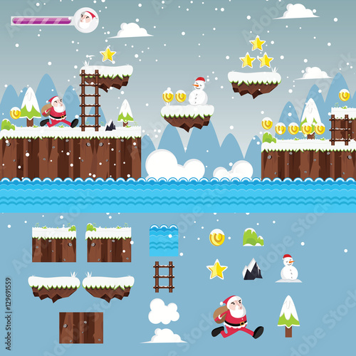 Modern Christmas Santa Adventure Game User Interface and Assets 