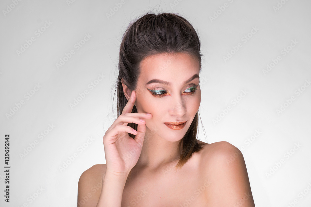 Asian beauty face closeup portrait with creative make up Asian beauty face closeup portrait with creative make up