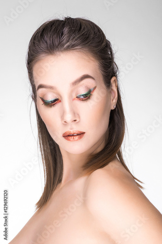 Asian beauty face closeup portrait with creative make up