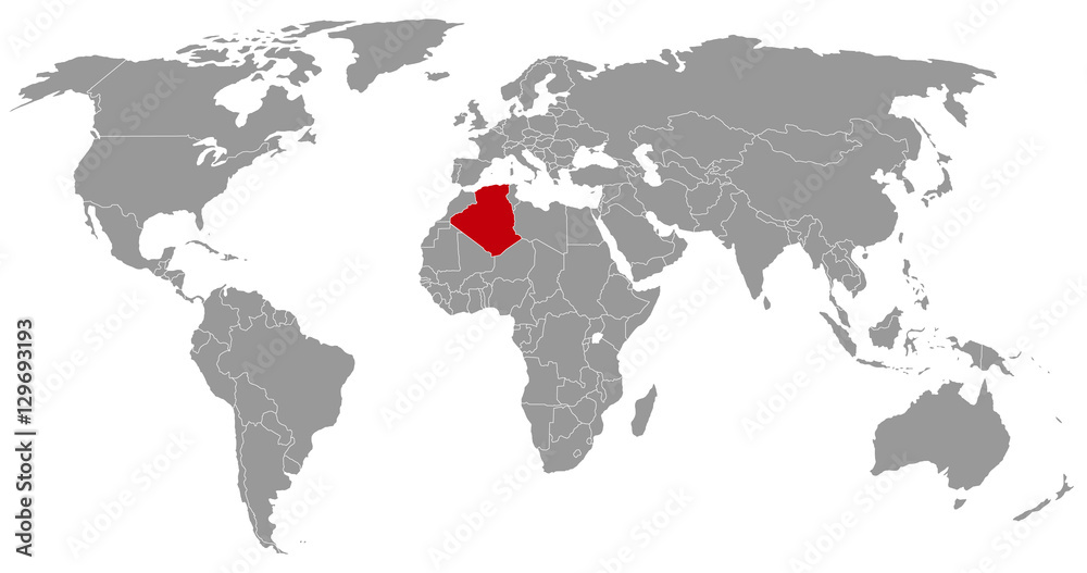 Algerien auf der Weltkarte