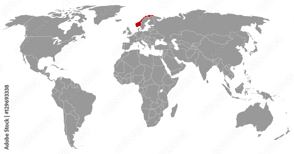 Norwegen auf der Weltkarte