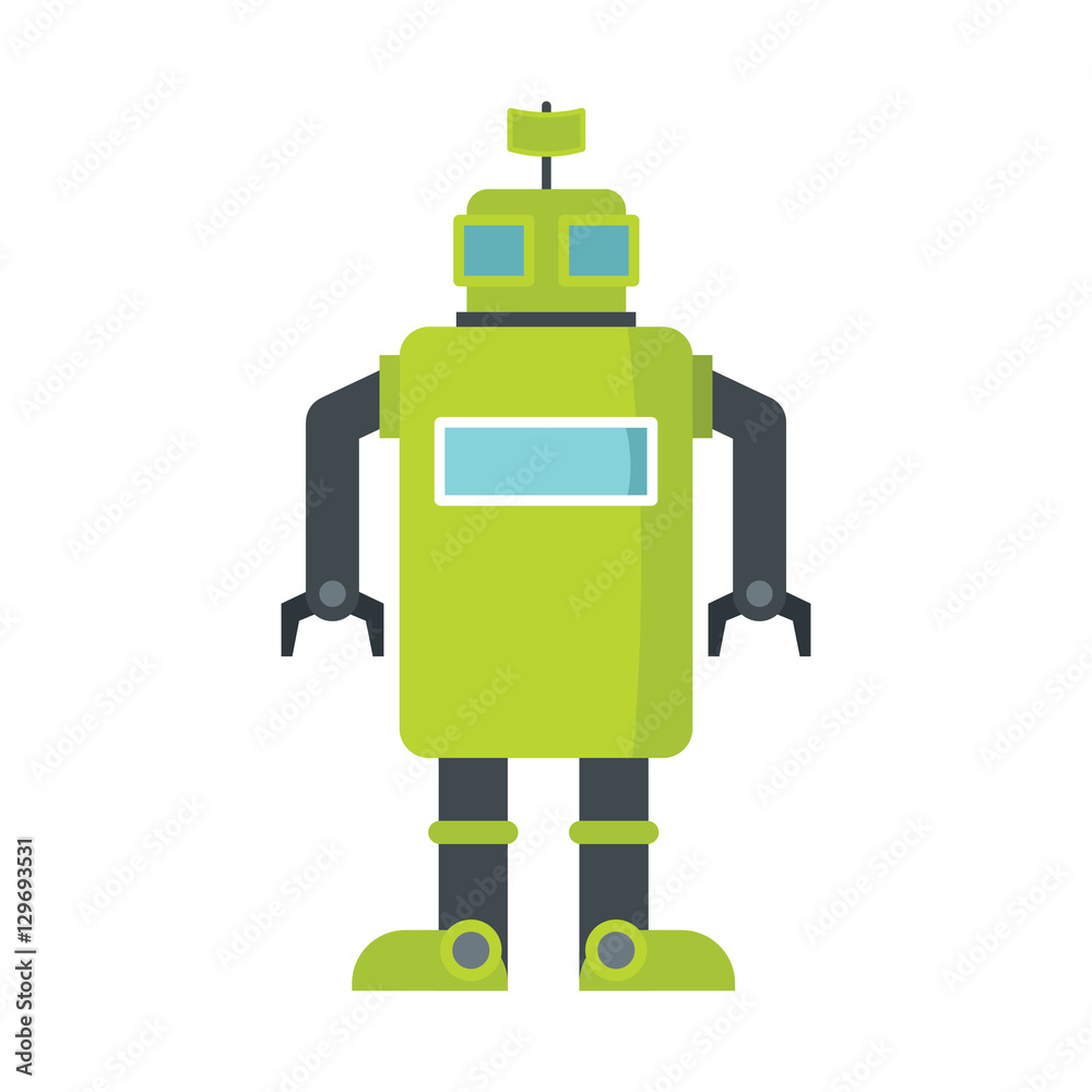 Funny vector robot in flat style