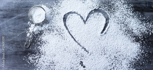 Heart made out of icing powder photo