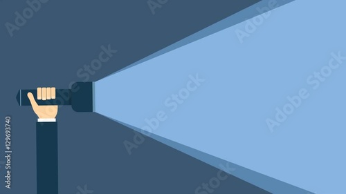 Flat style hand with flash light. Animation is loopable between 4 and 8 seconds mark