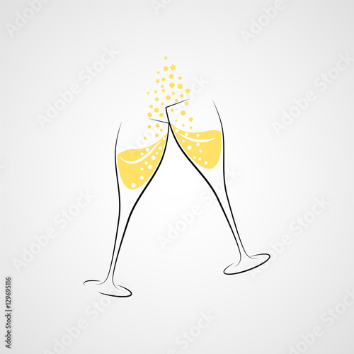 Cheers! Two champagne glasses
