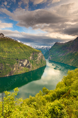 View on Geirangerfjord from Flydasjuvet viewpoint Norway