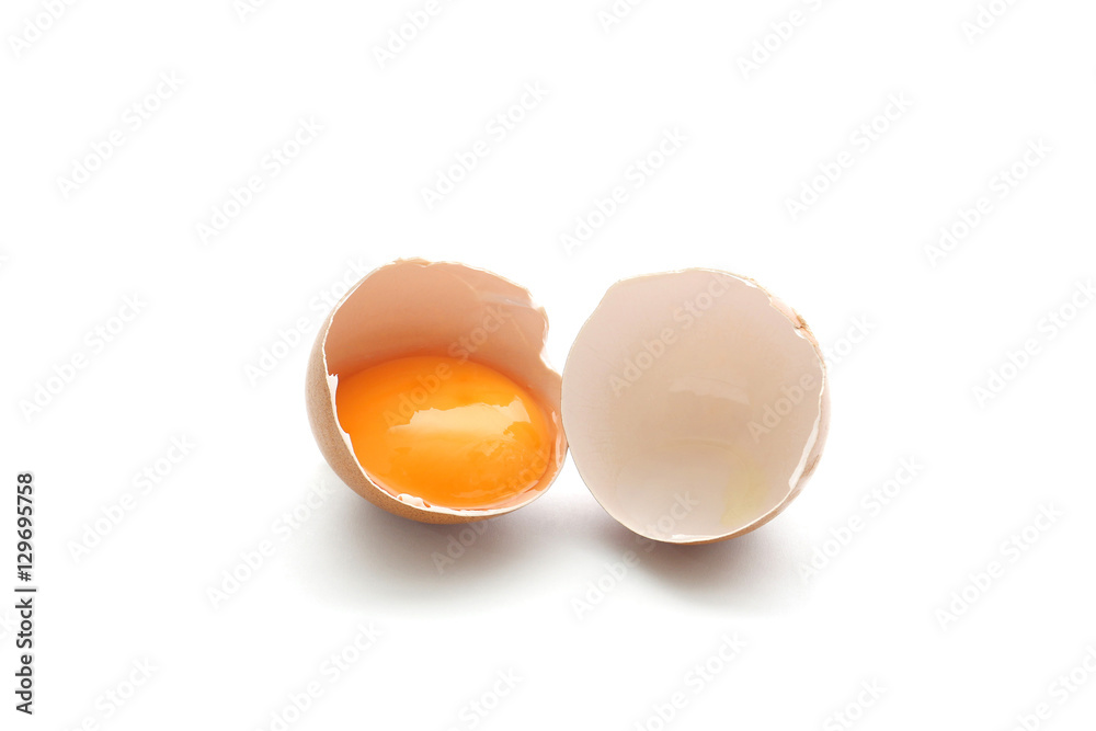 close up broken egg isolated on white background close up broken egg isolated on white background