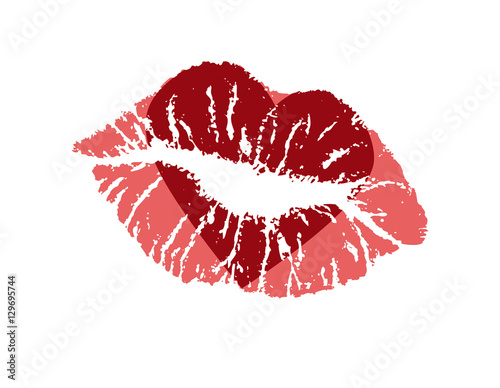 Lippen mit Herz aus Lippenstift - Vektor