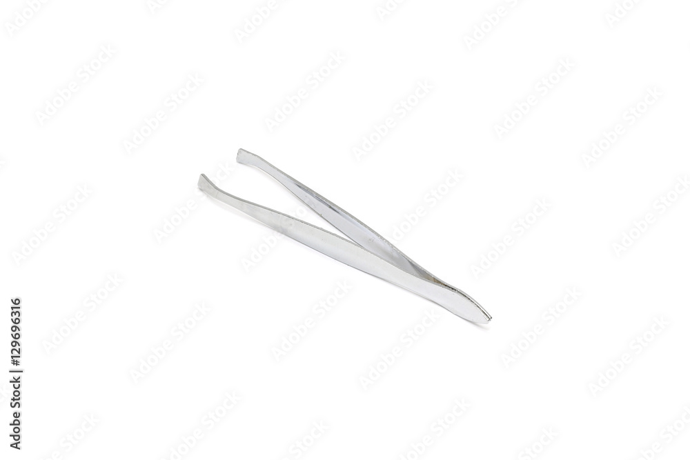 Tweezers of manicure set isolated on white background Tweezers of manicure set isolated on white background
