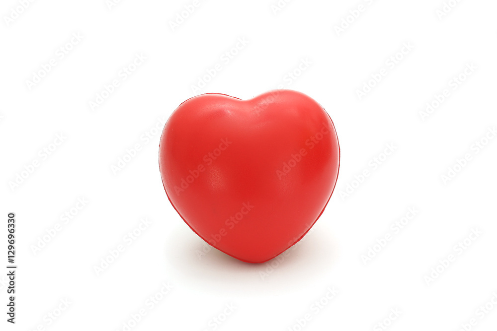 Isolated single simple red sponge heart on white background