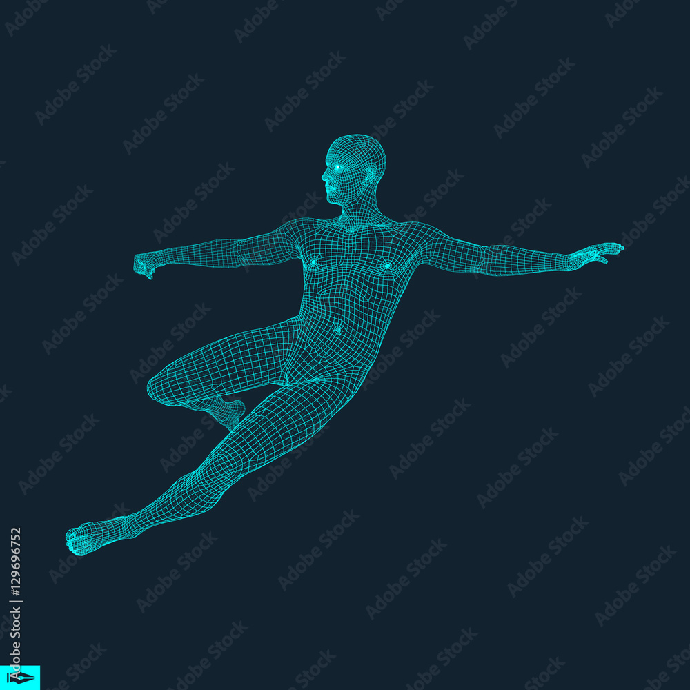 Football player. Sports concept. 3D Model of Man. Sport Symbol. Football player. Sports concept. 3D Model of Man. Sport Symbol.