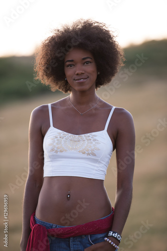 young black woman in nature