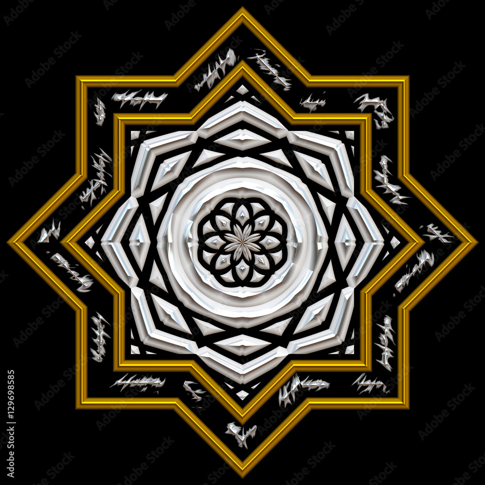 Buddhist meditation symbol mandala. Digital artwork creative graphic design.