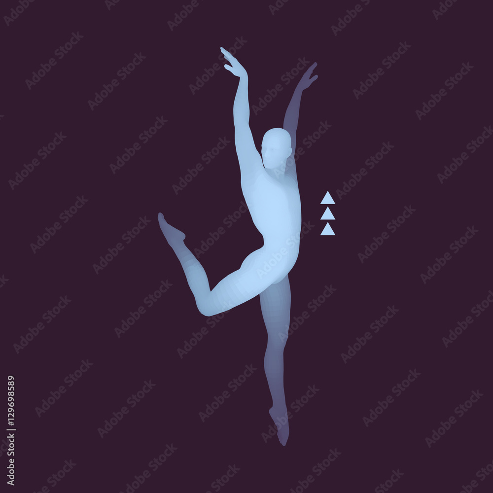 Man is Posing and Dancing. Silhouette of a Dancer. Sport Symbol. Man is Posing and Dancing. Silhouette of a Dancer. Sport Symbol.