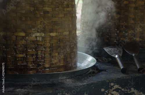 The coconut sugar traditional Thailand. Soft-focus image