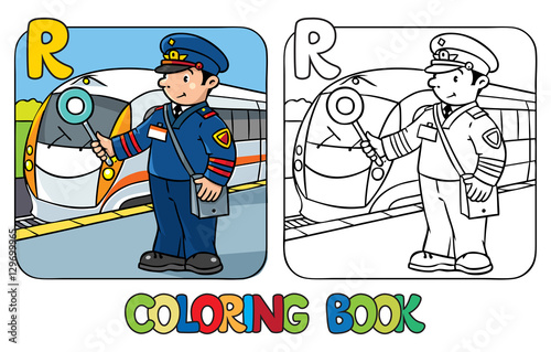 Railroader coloring book. Alphabet R. Profession