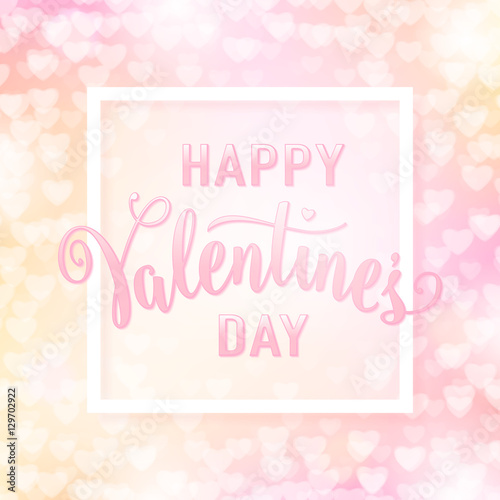 Vector illustration of pink background with light hearts