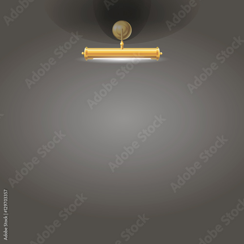 Place for a picture on the wall with a lamp on the wall, editable template, vector illustration