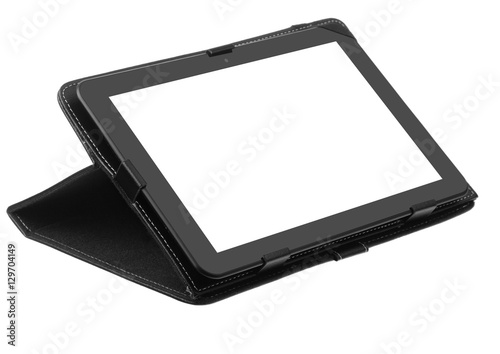 Tablet etui black open left front side with tablet one