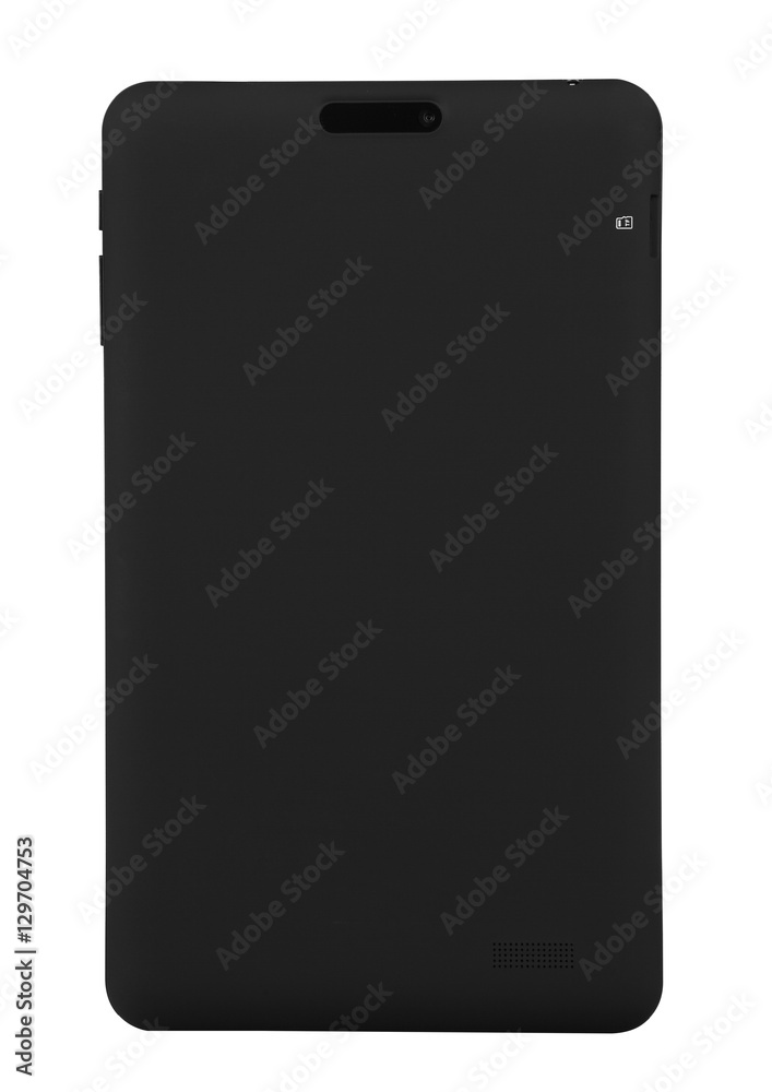 Tablet black isolated back straight Tablet black isolated back straight