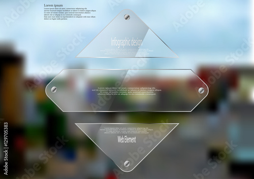 Illustration infographic template with glass rhombus divided to three sections