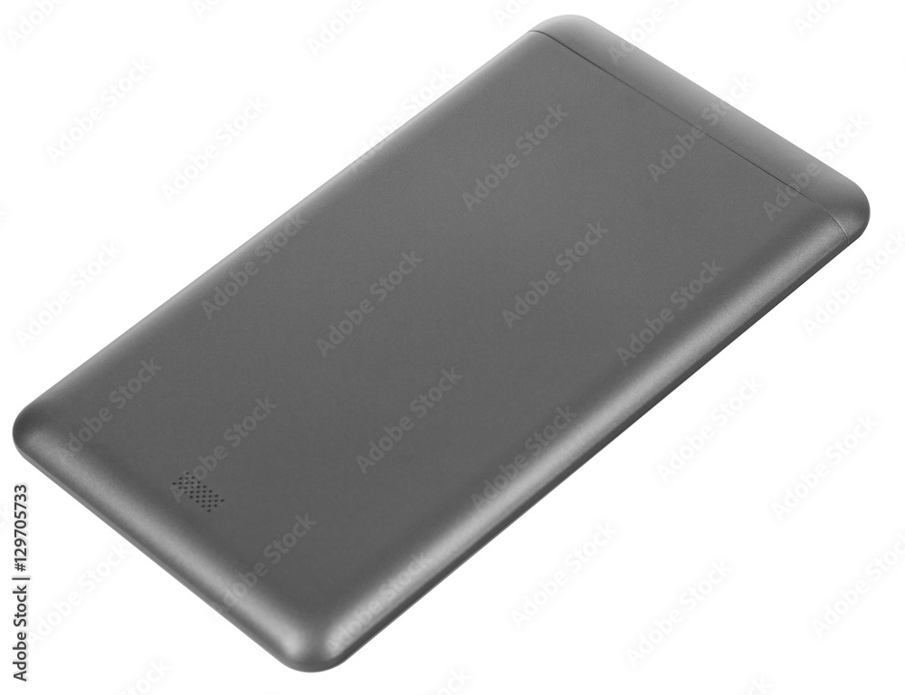 Tablet metal silver with black smooth back angle flying Tablet metal silver with black smooth back angle flying