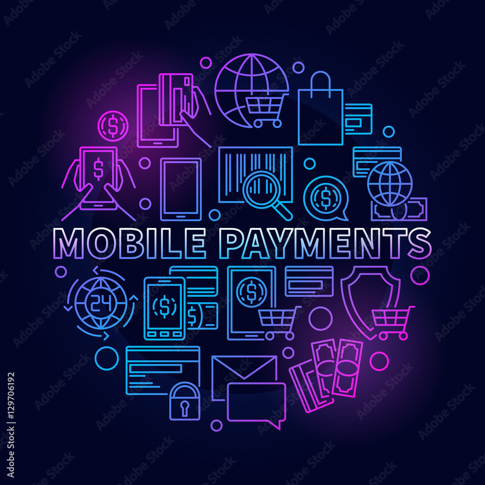 Fototapeta premium Mobile payments circular blue sign