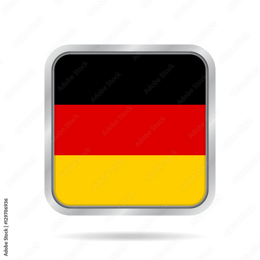 flag of Germany, shiny metallic gray square button flag of Germany, shiny metallic gray square button