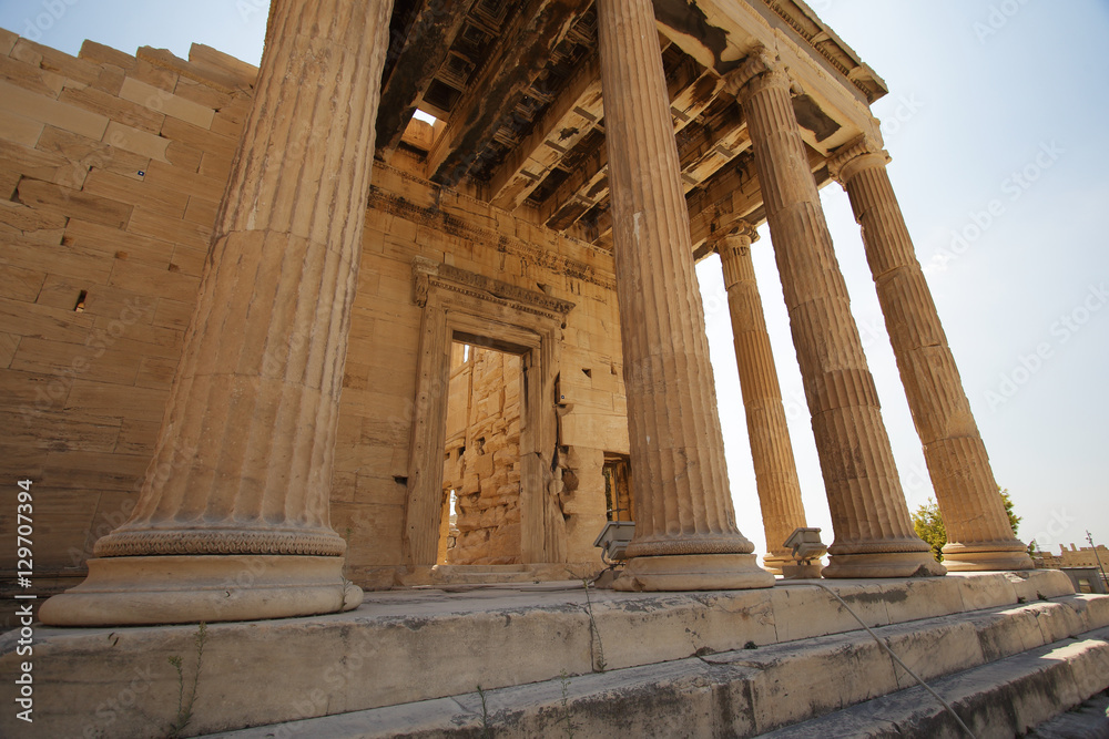 Columns of Erechtheion in Athens Acropolis, Greece