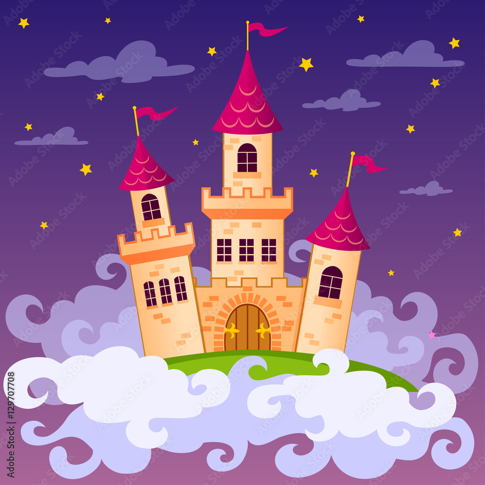 Fantasy fairy tale castle in clouds