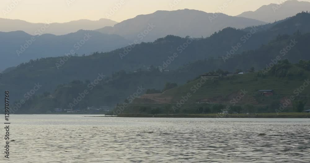 Mountain lake with glaring water Mountain lake with glaring water