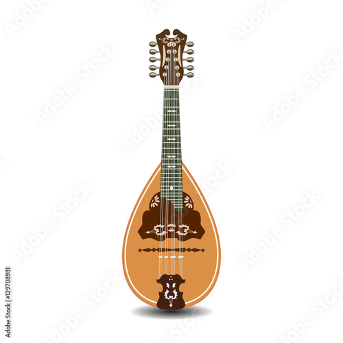 Vector illustration of mandolin isolated on white background.