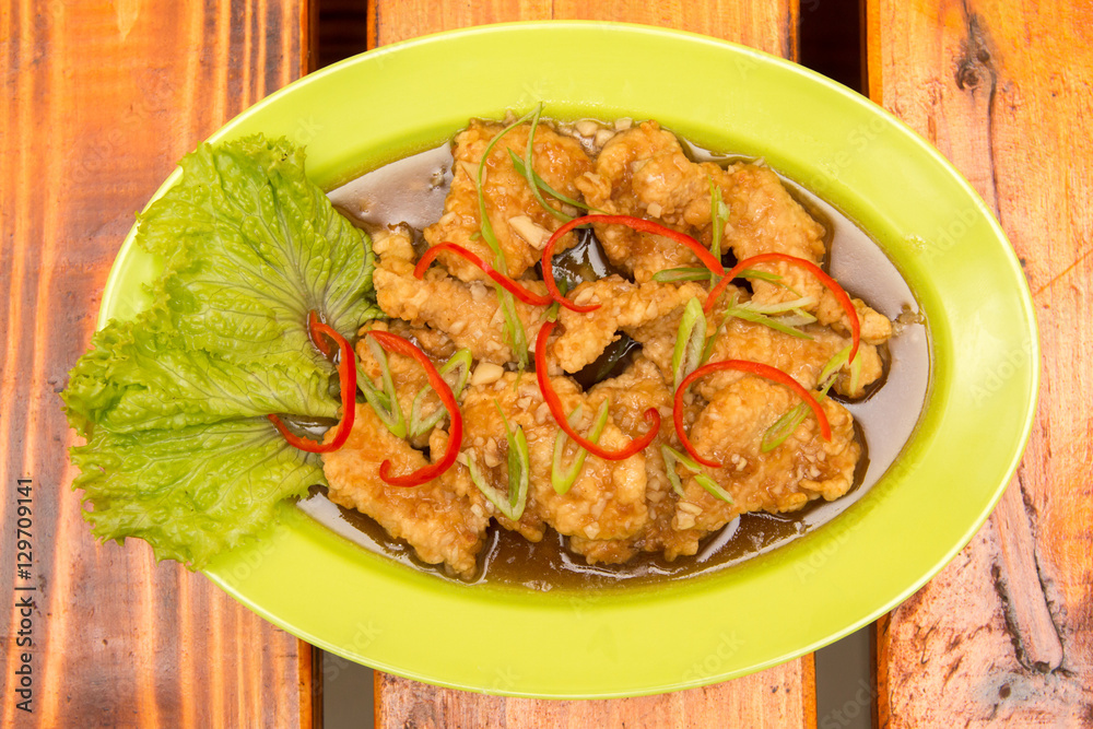Snapper fish fried in oyster sauce spicy Snapper fish fried in oyster sauce spicy