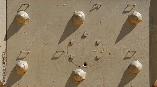 Schilderij op canvas Texture of armor at the back of turret of British Cromwell MK III tank