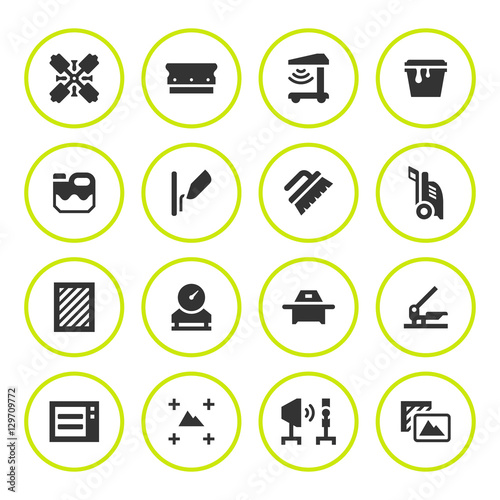 Set round icons of screen printing