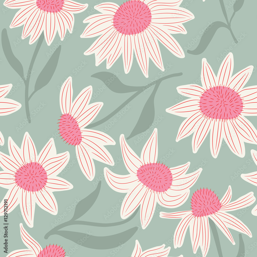 Obraz premium Beauty flowers vector seamless pattern.