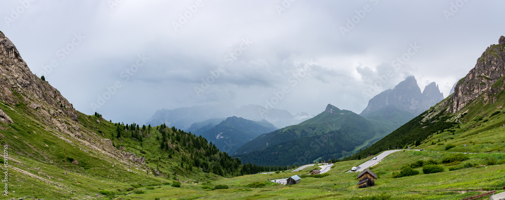 Typical Italian Dolomites panorama landscape in summer, Trentino, travel destination