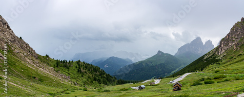 Typical Italian Dolomites panorama landscape in summer, Trentino, travel destination