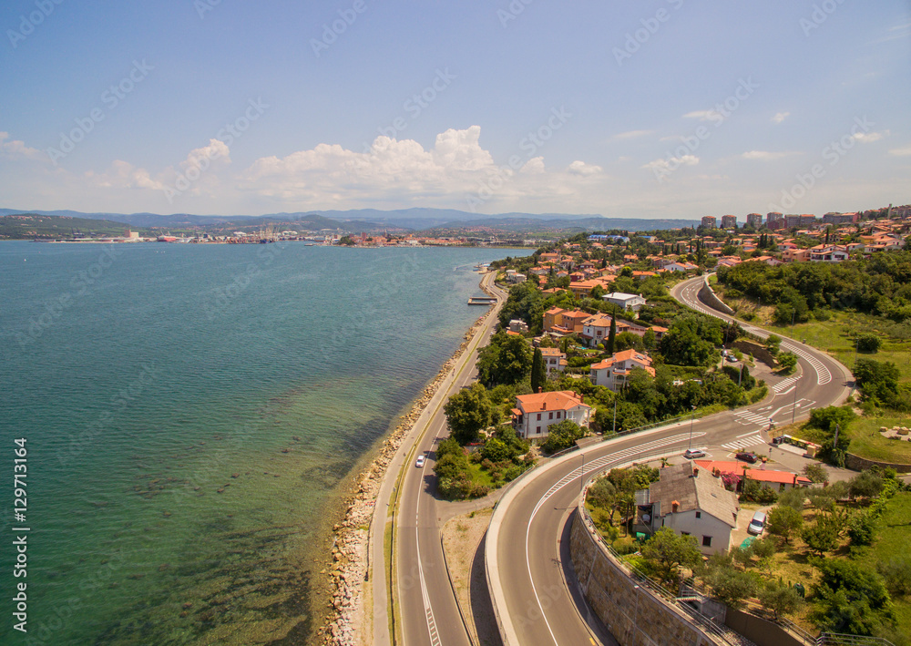 Aerial: Adriatic Town Of Koper At Summer