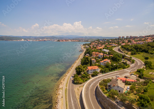 Aerial: Adriatic Town Of Koper At Summer