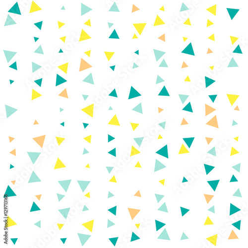 Seamless bright pattern of triangles on a white background.