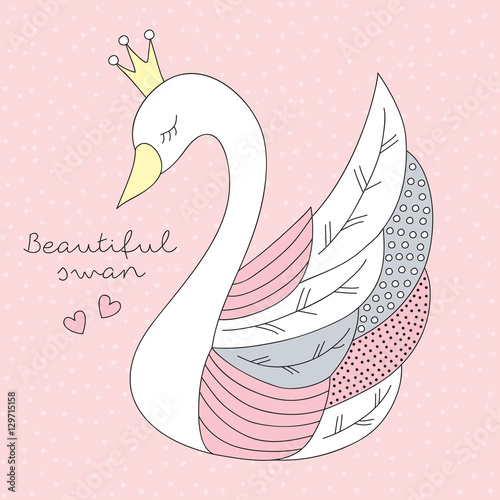 beautiful princess swan vector illustration