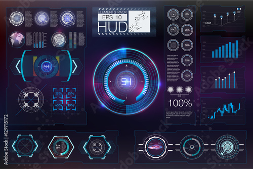 HUD background outer space. Infographic elements.Digital data, business abstract background.   Infographic elements. Futuristic user interface.